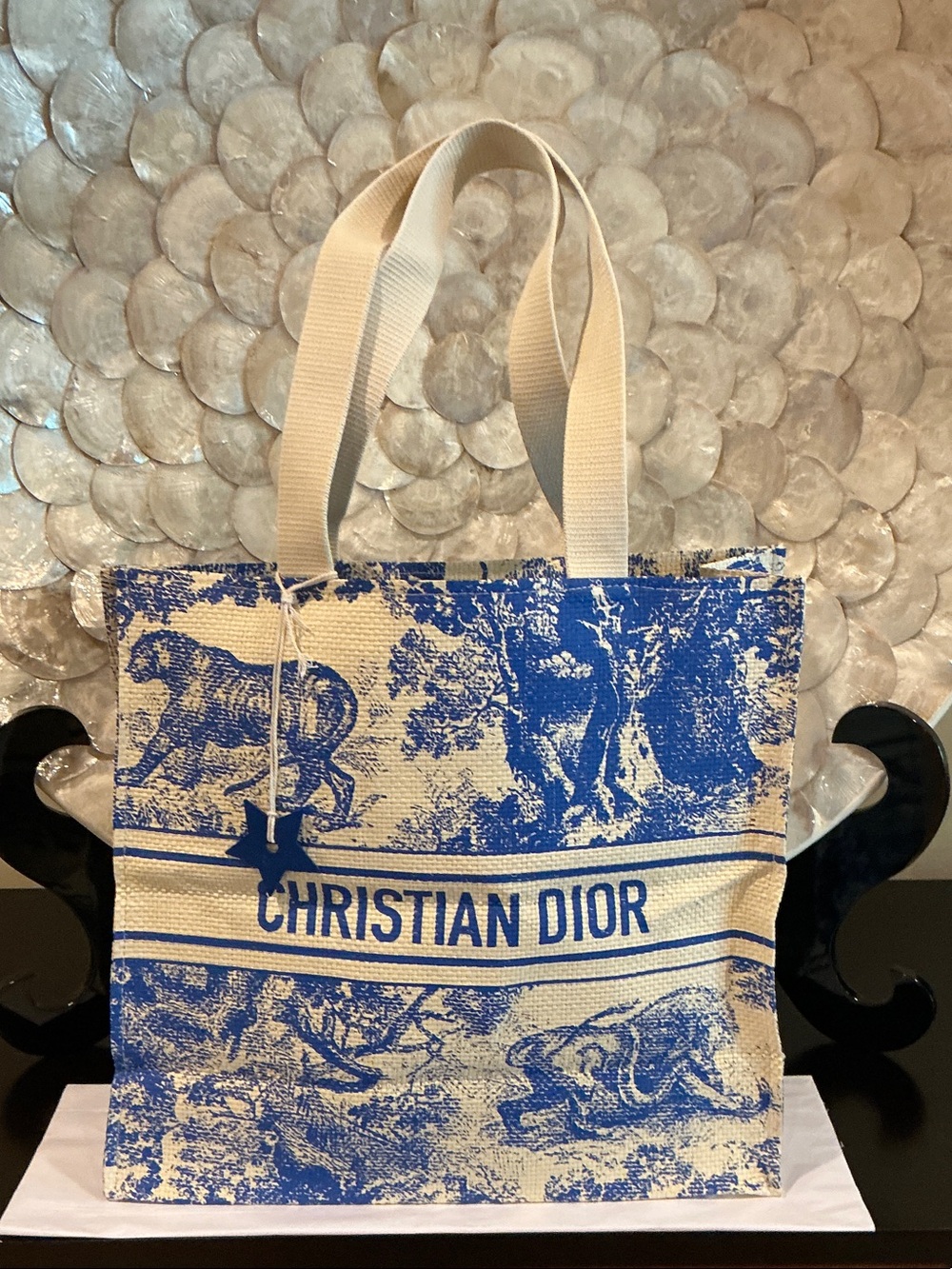 Christian Dior Blue and Cream Dior Book Tote
